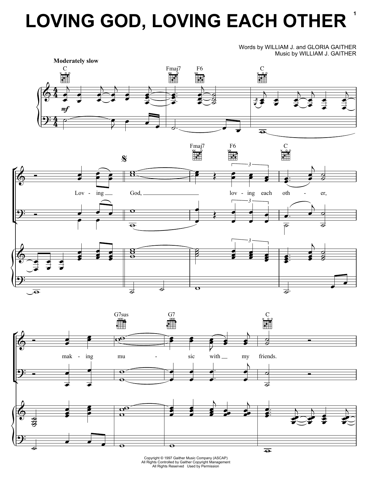 Loving God, Loving Each Other By The Gaither Vocal Band Free Sheet Music