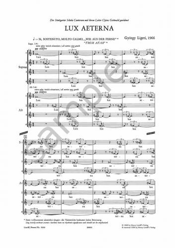 Lux Aeterna For 16-part Mixed Choir By Gyorgy Ligeti Free Sheet Music