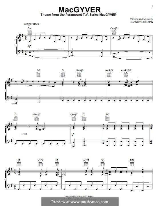 Macgyver - Theme By Randy Edelman Free Sheet Music