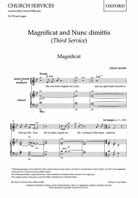 Magnificat And Nunc Dimittis (Third Service) By Philip Moore Free Sheet Music