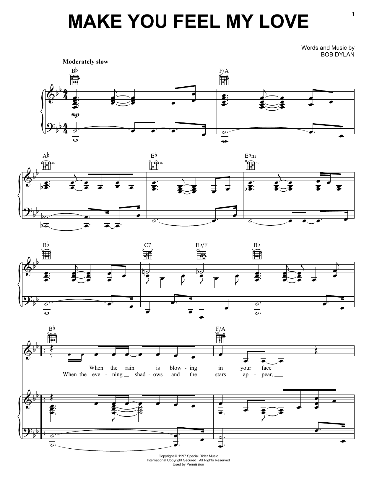 Make You Feel My Love By Bob Dylan Free Sheet Music