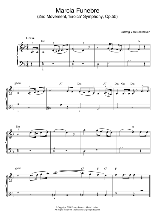 Marcia Funebre (from Symphony No. 3 Eroica) By Ludwig Van Beethoven Free Sheet Music