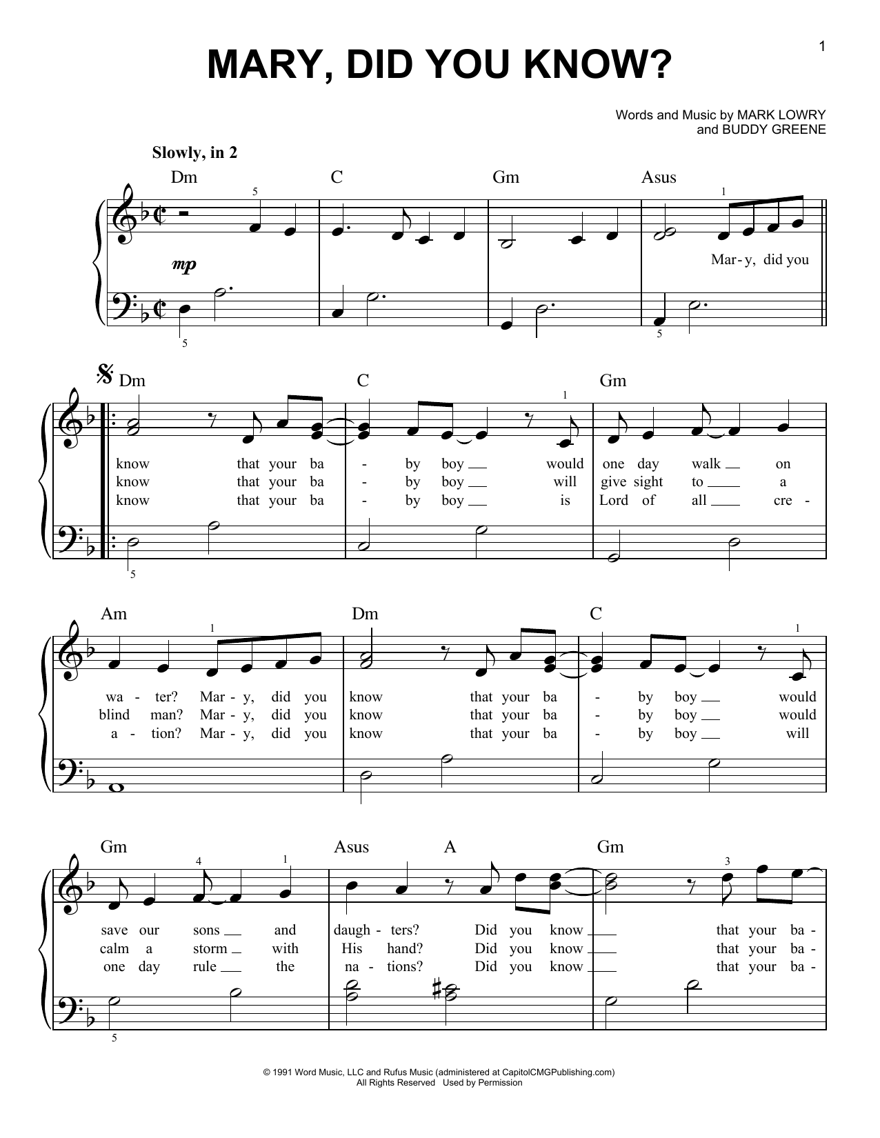 Mary, Did You Know? By Kathy Mattea Free Sheet Music