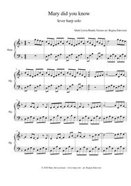 Mary Did You Know - Lever Harp Solo By Mark Lowry, Buddy Greene Free Sheet Music