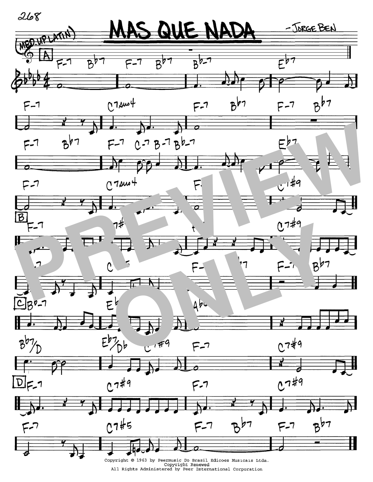 Mas Que Nada By Jorge Ben Free Sheet Music