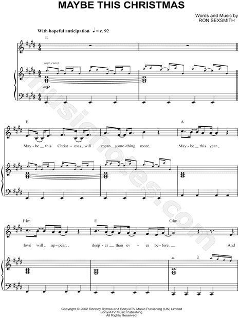 Maybe This Christmas By Ron Sexsmith Free Sheet Music