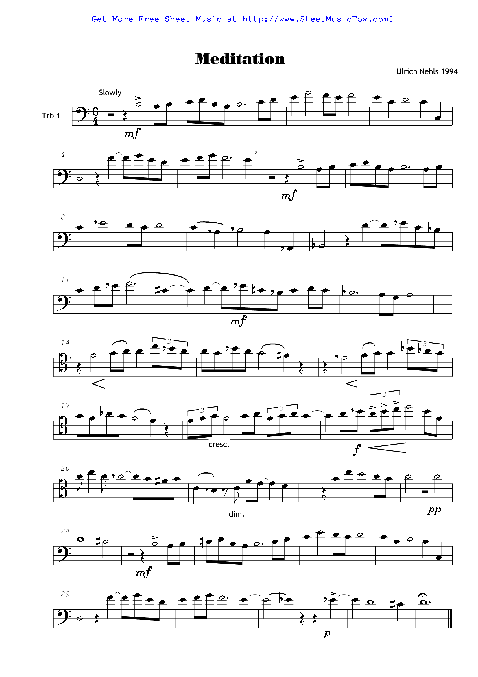 Meditation (Downloadable) By Charles E. Callahan Jr. Free Sheet Music