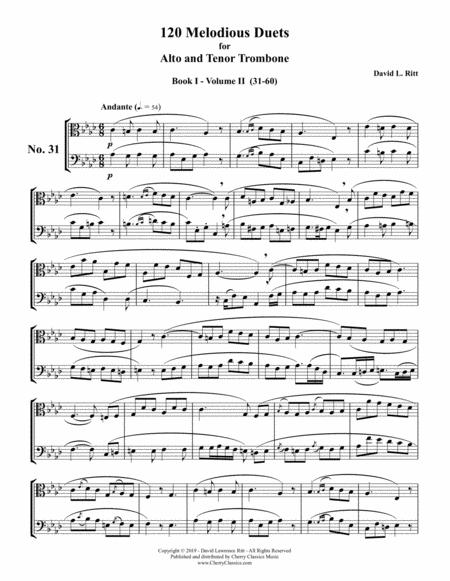 Melodious Duets From Rochut Bordogni Etude Vocalises For Alto And Tenor Trombone Book 1 Volume 2 By Ritt, David Free Sheet Music