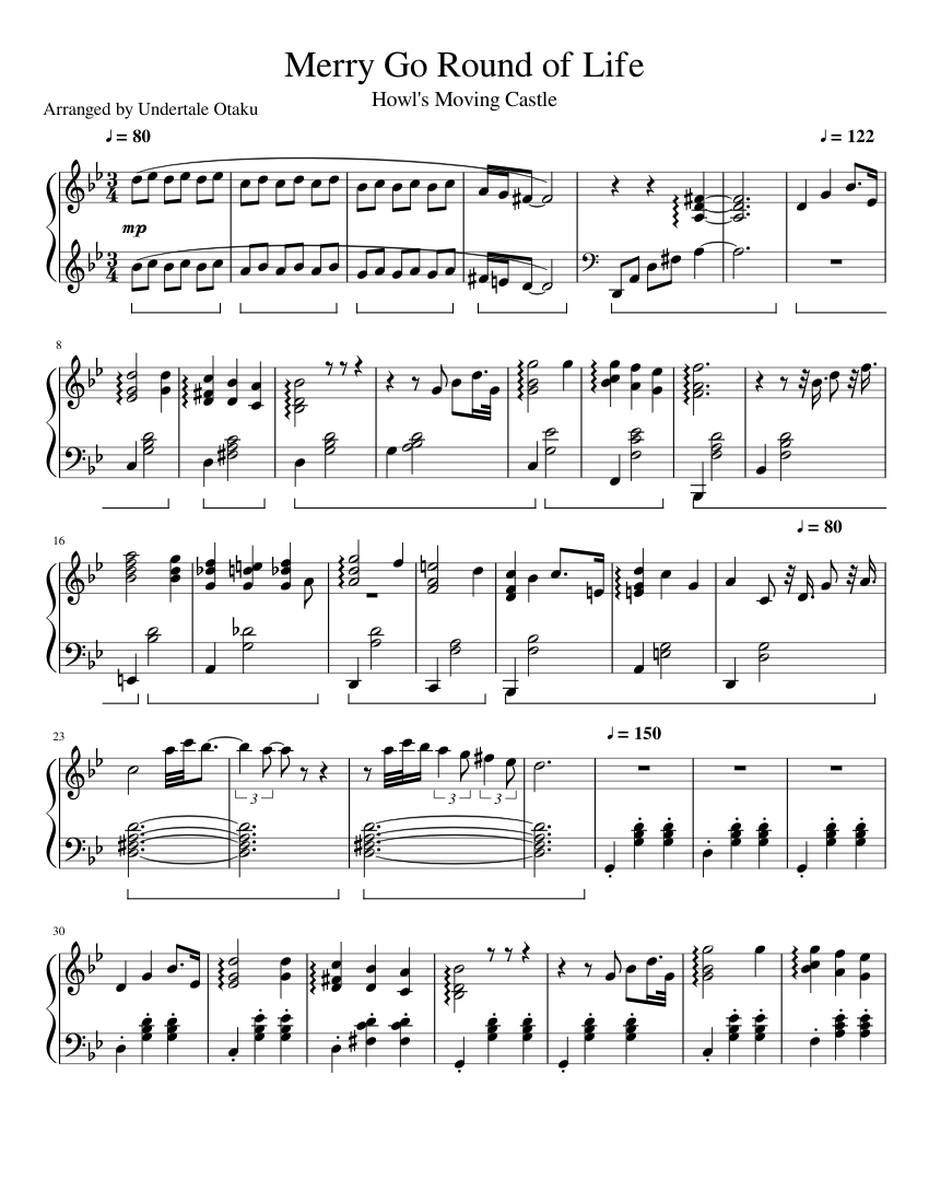 Merry-go-round Of Life By Joe Hisaishi Free Sheet Music