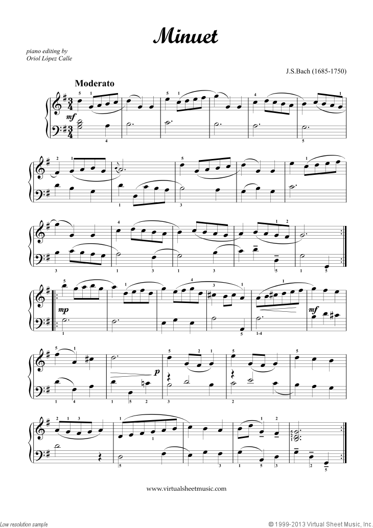 Minuet By Wolfgang Amadeus Mozart Free Sheet Music