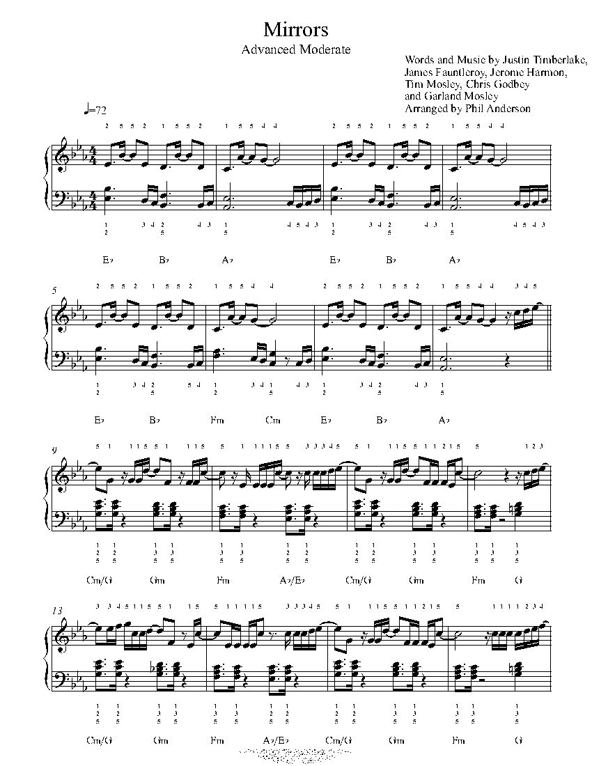 Mirrors By Justin Timberlake Free Sheet Music