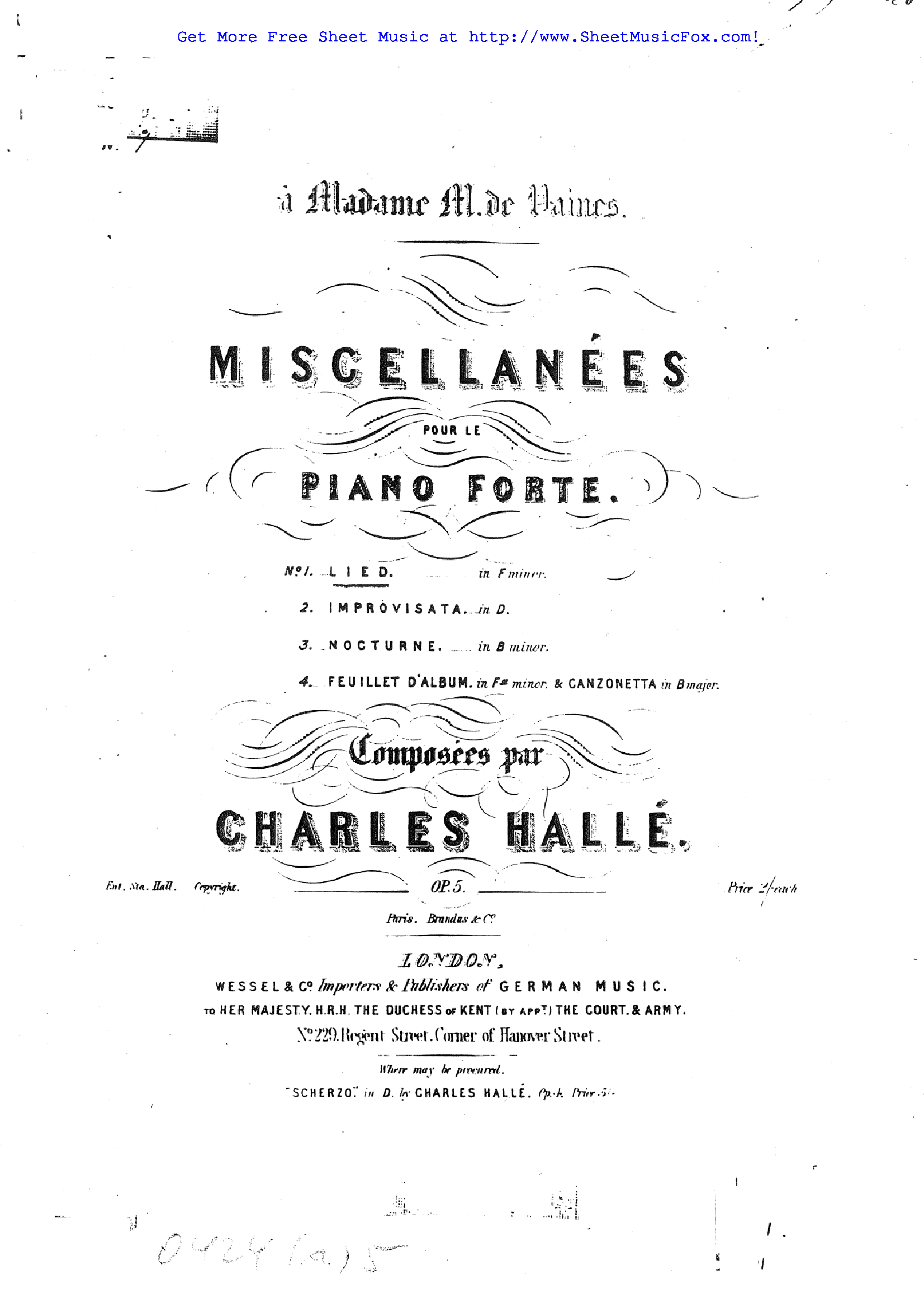 Miscellanees By Stephen Heller Free Sheet Music