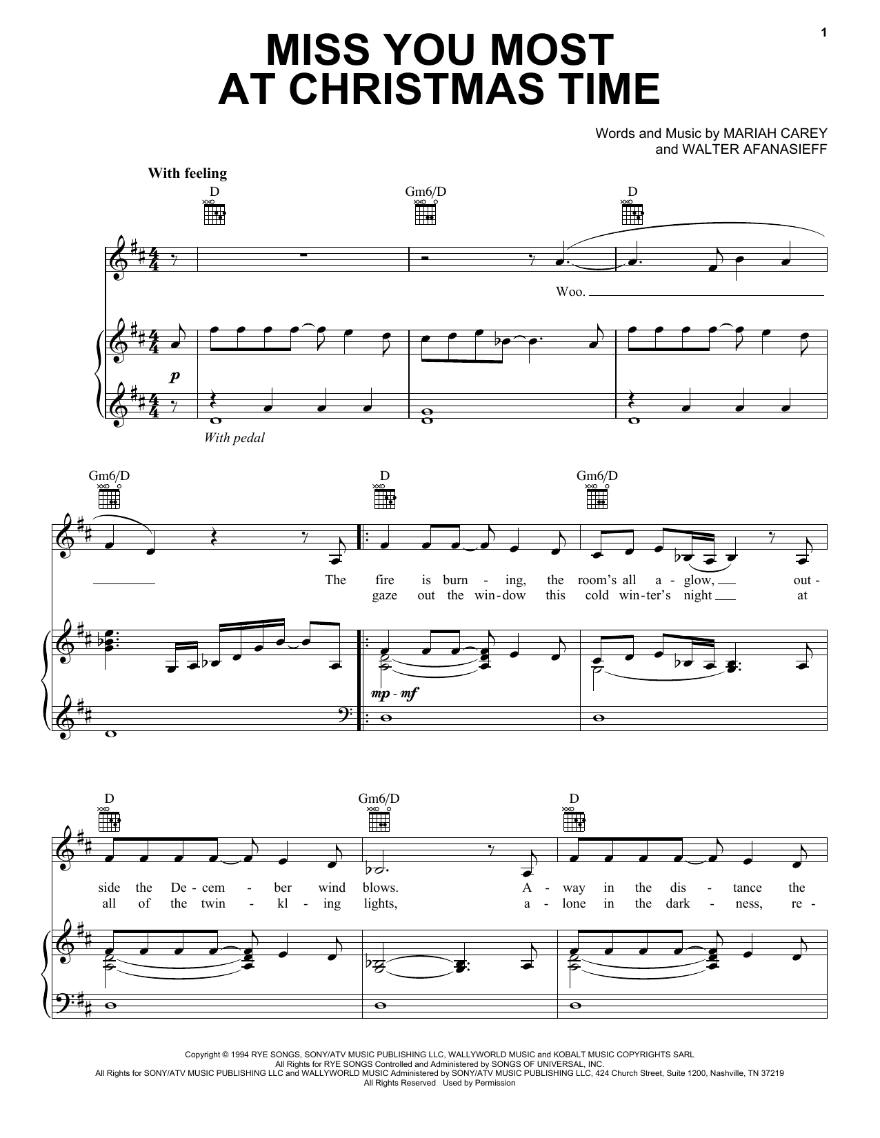 Miss You Most At Christmas Time By Mariah Carey Free Sheet Music