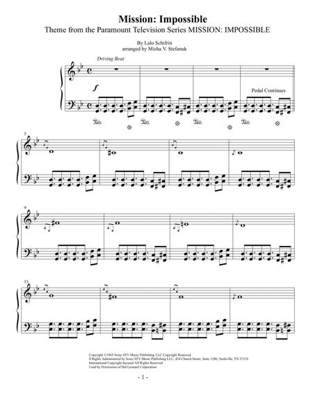 Mission: Impossible Theme  From The Paramount Television Series MISSION: IMPOSSIBLE By Adam Clayton And Larry Mullen Free Sheet Music