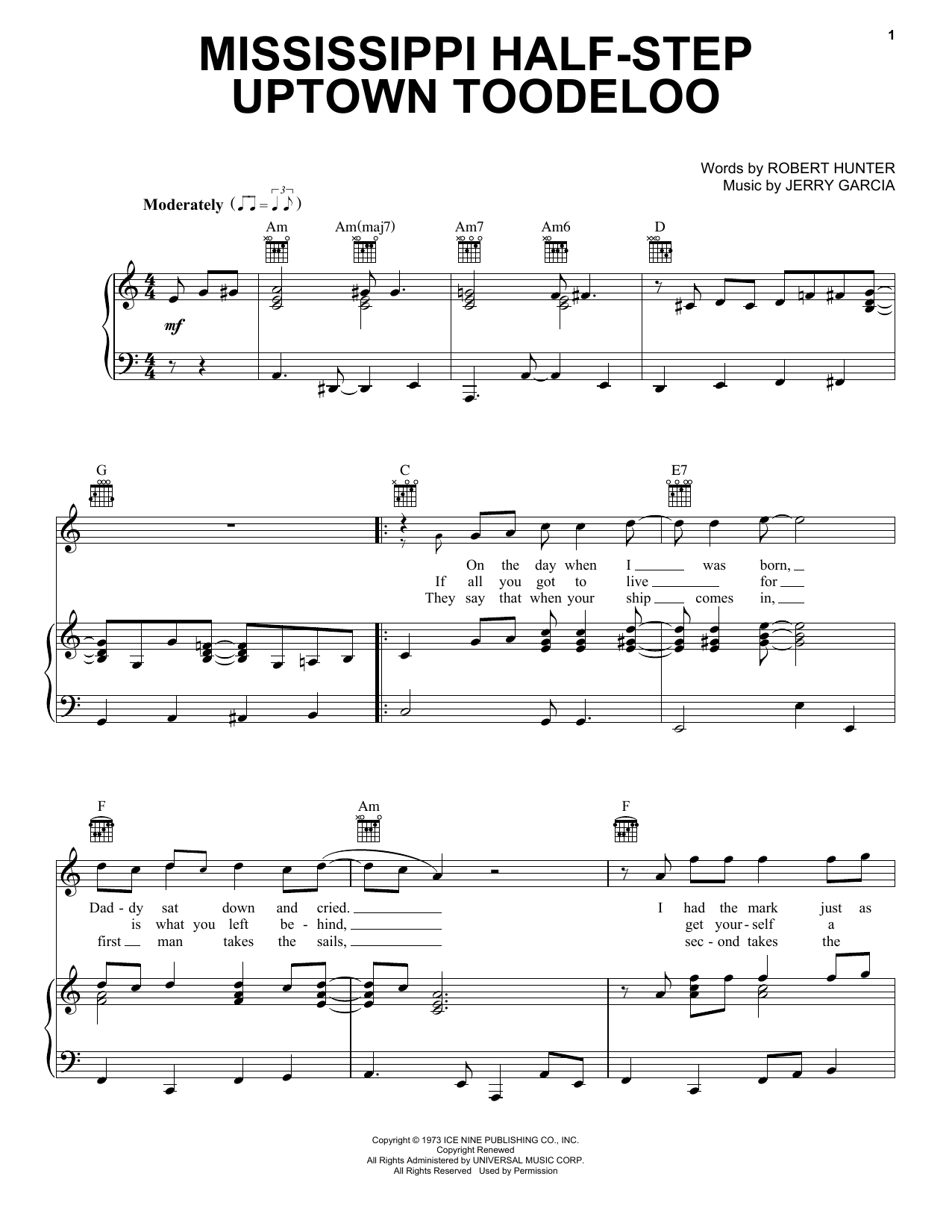 Mississippi Half-Step Uptown Toodeloo By The Grateful Dead Free Sheet Music