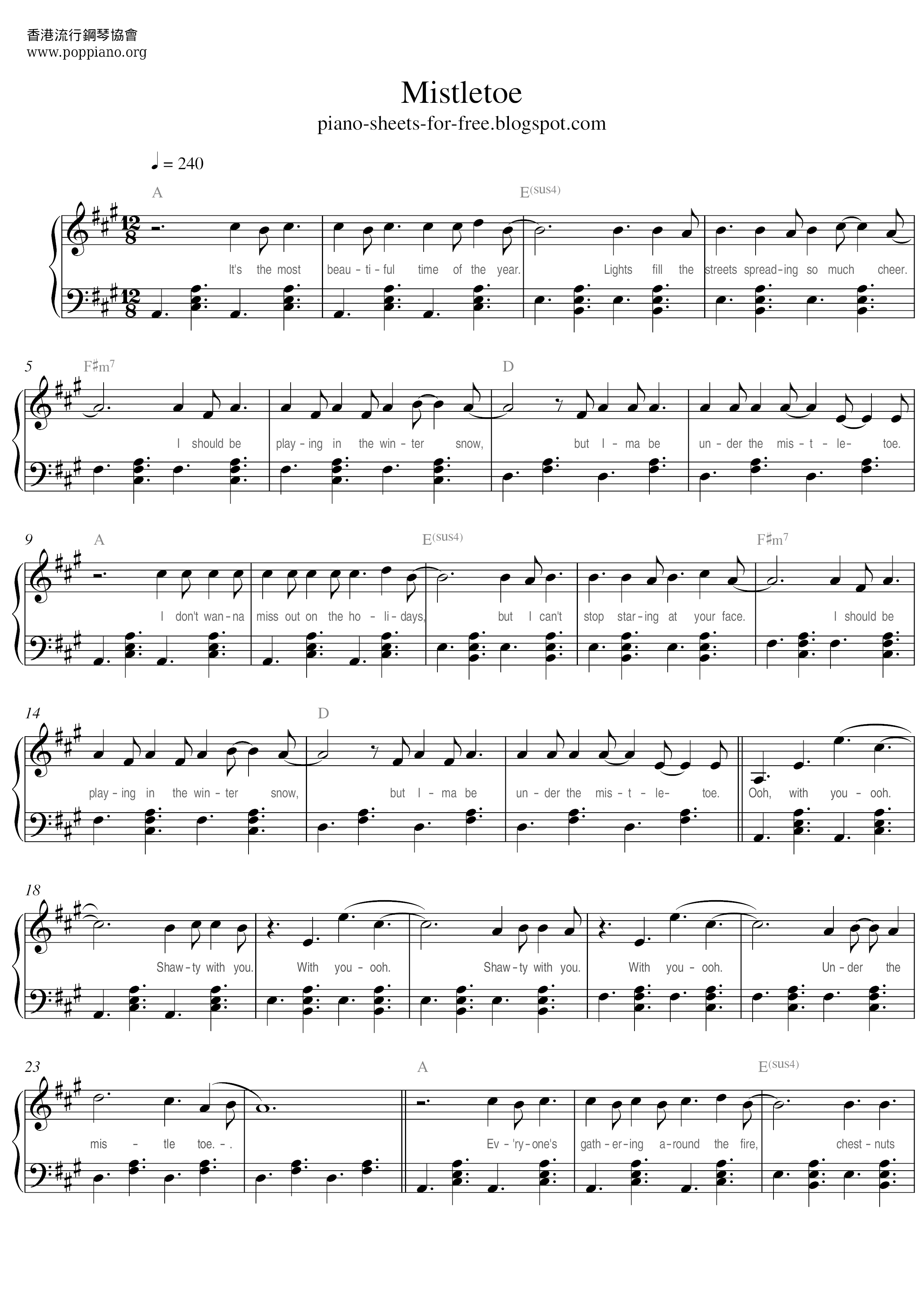 Mistletoe By Mac Huff Free Sheet Music