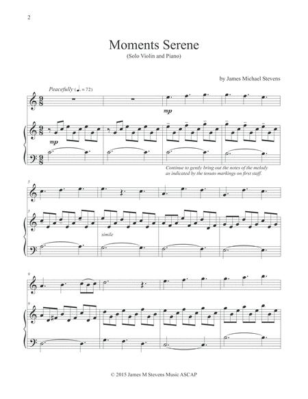 Moments Serene (Solo Violin & Piano) By James Michael Stevens Free Sheet Music