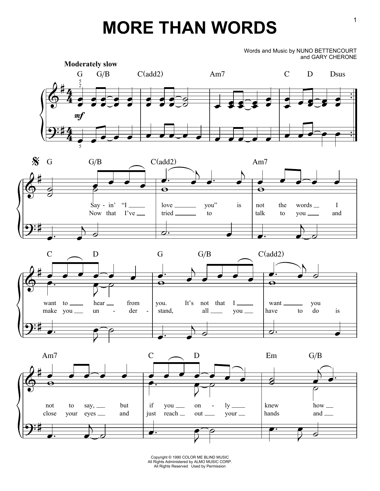 More Than Words By Extreme Free Sheet Music