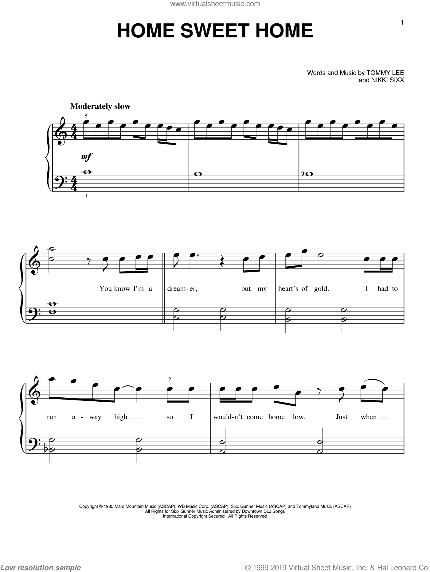 Motley Crue By E Free Sheet Music