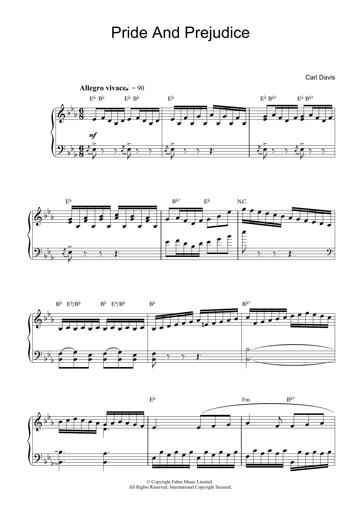 Music From Pride & Prejudice - Piano By Dario Marianelli Free Sheet Music