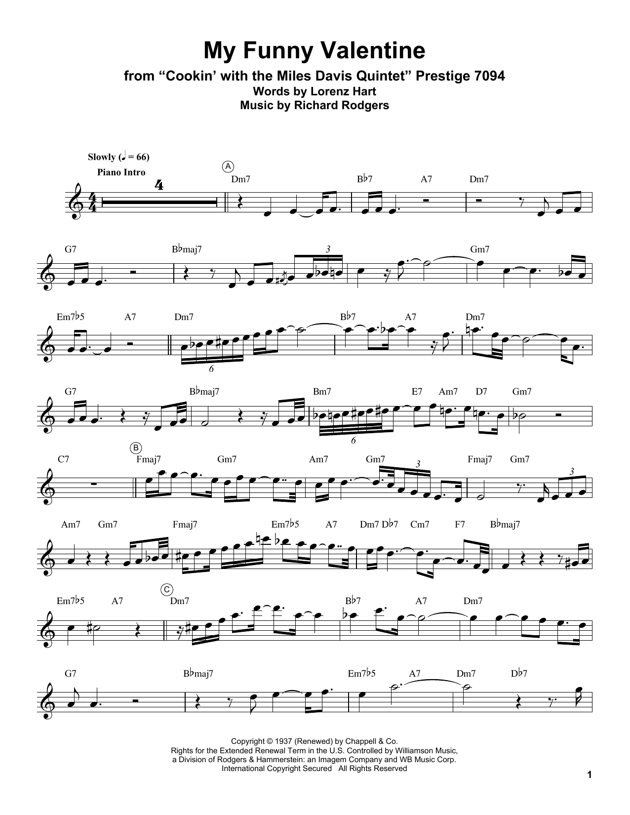 My Funny Valentine By Dave Wolpe Free Sheet Music