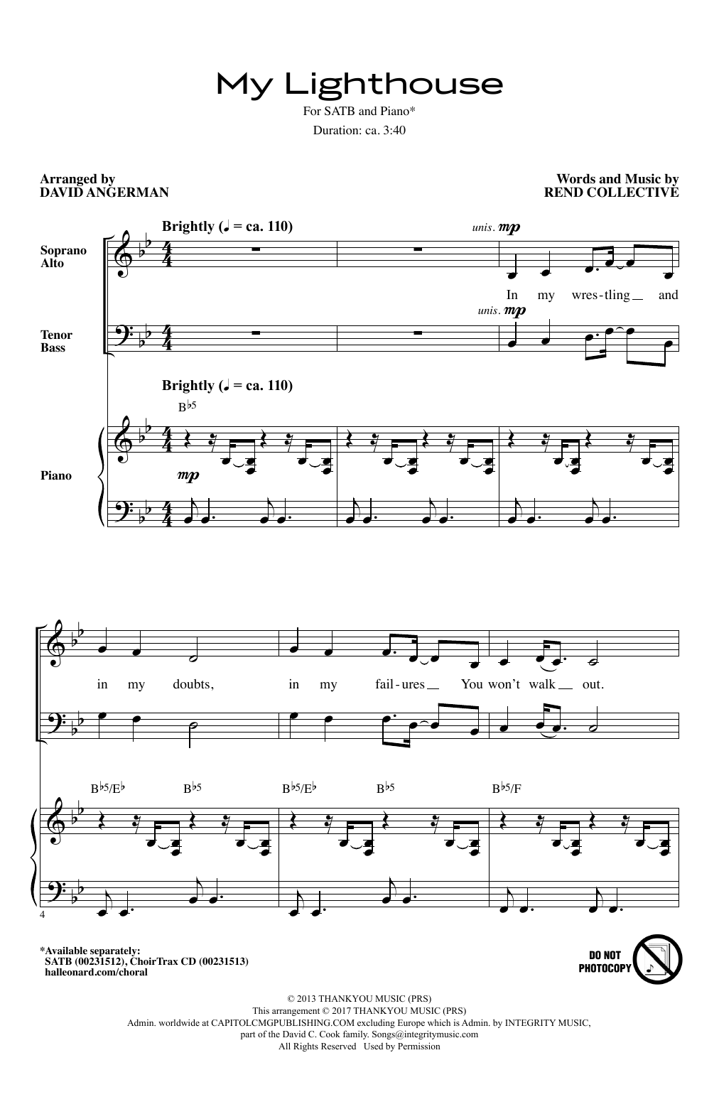 My Lighthouse By Rend Collective Free Sheet Music