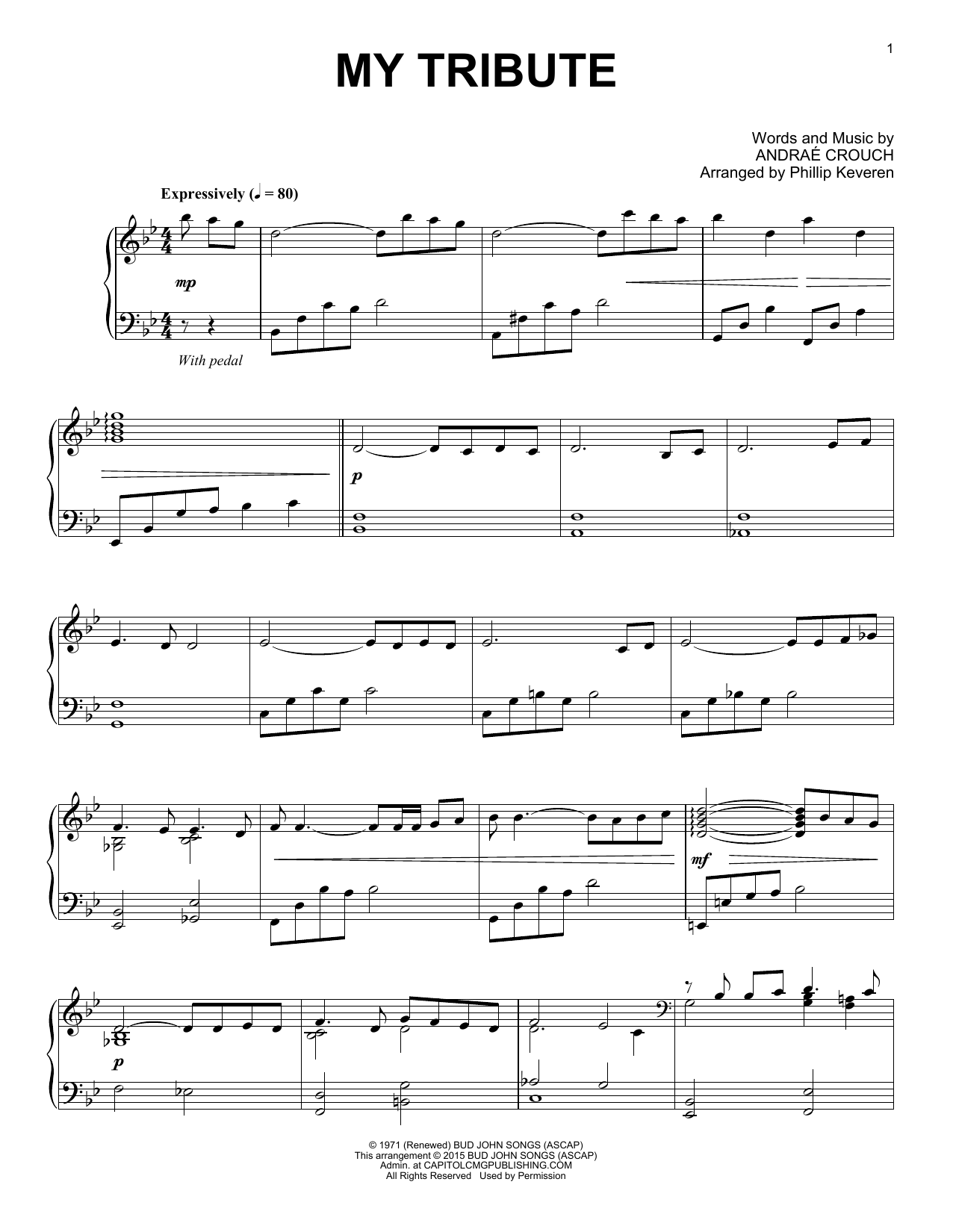 My Tribute (arr. Phillip Keveren) By Andrae Crouch Free Sheet Music