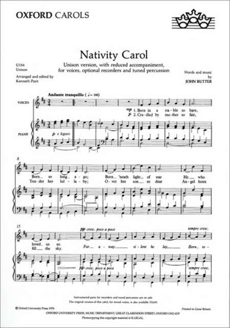 Nativity Carol By John Rutter Free Sheet Music