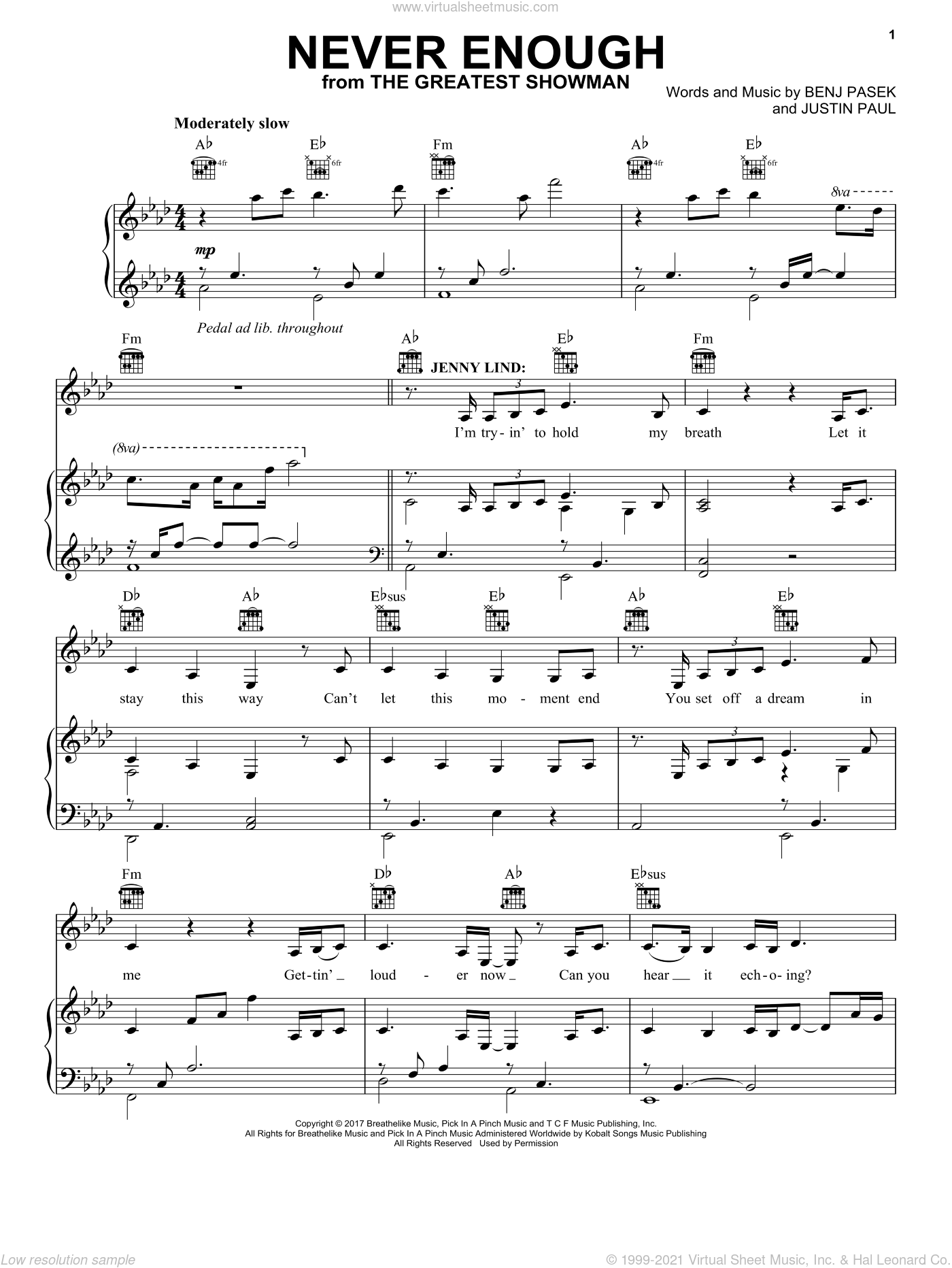 Never Enough By Benj Pasek Free Sheet Music