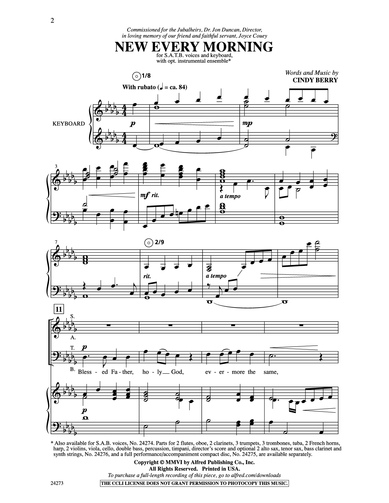 New Every Morning By Orchestrated By Michael Lawrence Free Sheet Music