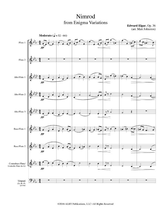 Nimrod From Enigma Variations, Op. 36 For Flute Choir By Edward Elgar Free Sheet Music