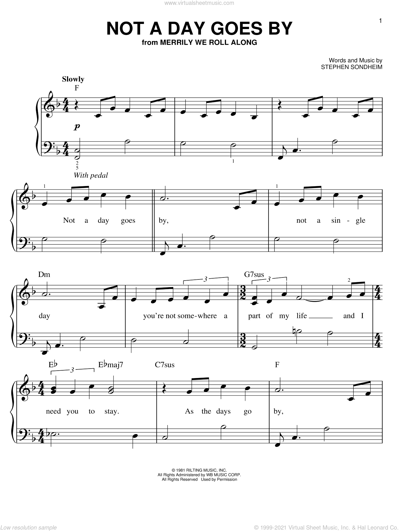 Not A Day Goes By By Carly Simon Free Sheet Music