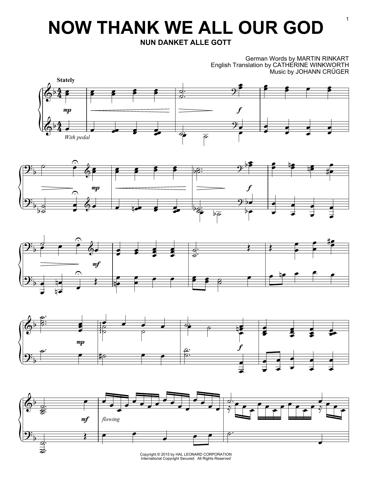 Now Thank We All Our God - Piano Solo By Pamela M. Robertson Free Sheet Music