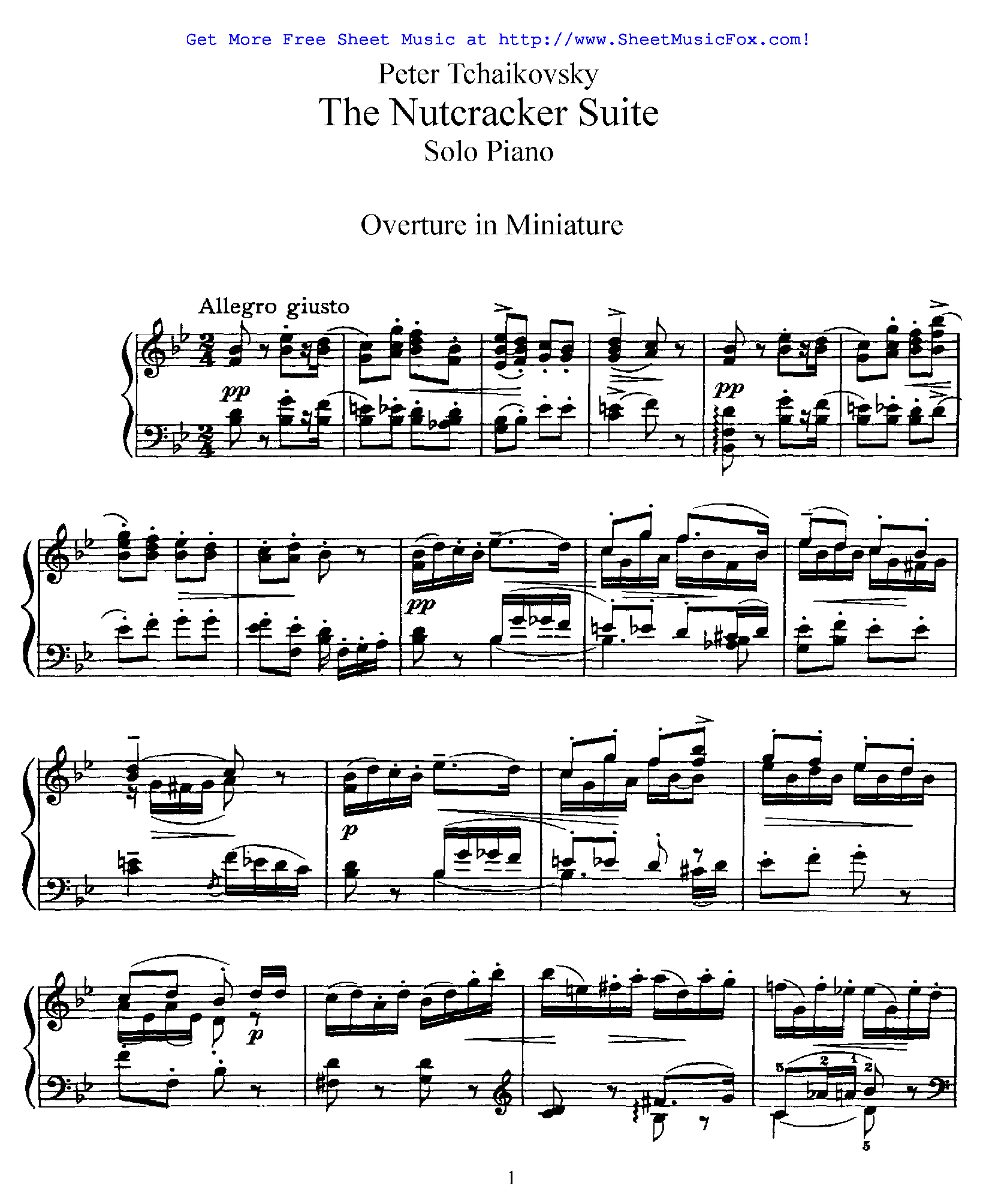 Nutcracker Suite By Peter Ilyich Tchaikovsky Free Sheet Music