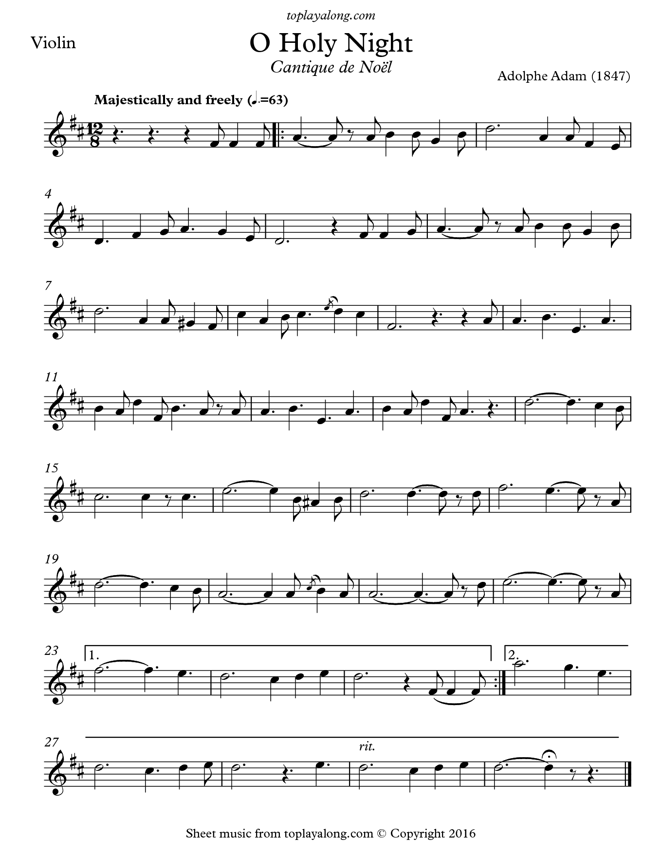 O Holy Night (Cantique De Noel) By A Adam Free Sheet Music