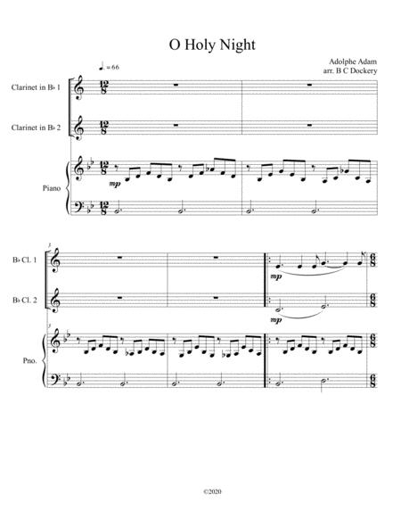 O Holy Night (for Clarinet In B Flat Duet And Piano Accompaniment) By Adolphe-Charles Adam Free Sheet Music