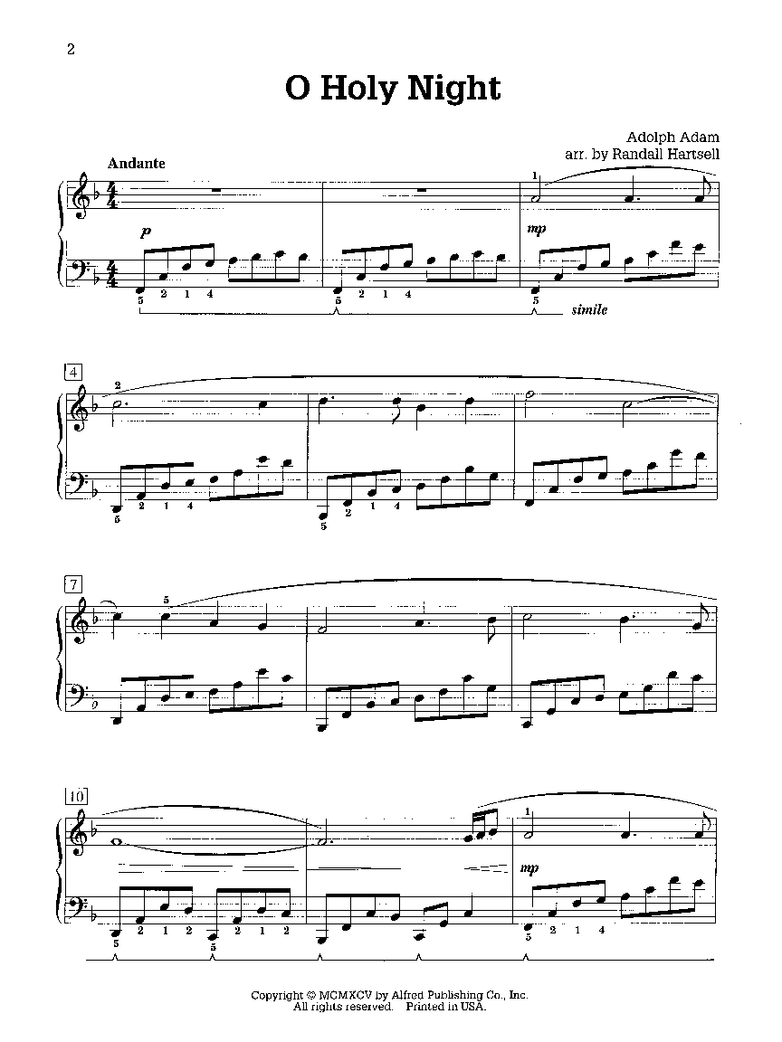 O Holy Night (Piano Solo) By Adolphe-Charles Adam Free Sheet Music