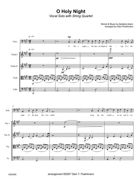 O HOLY NIGHT - VOCAL SOLO With STRING QUARTET Accompaniment By Adolphe-Charles Adam Free Sheet Music