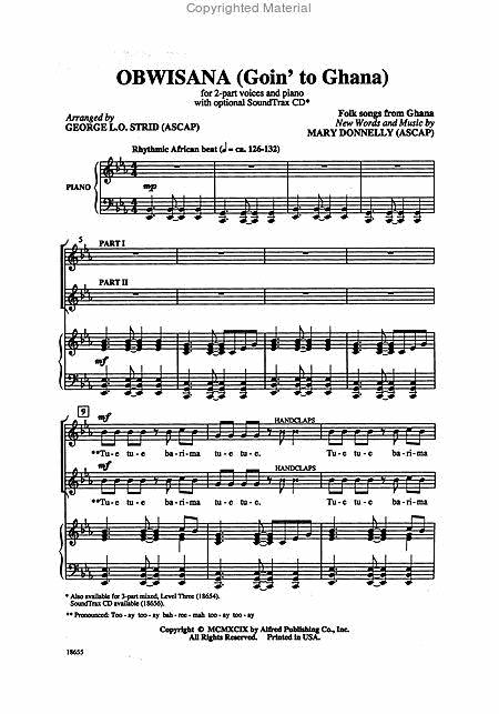 Obwisana (Goin' To Ghana) By Mary Donnelly Free Sheet Music