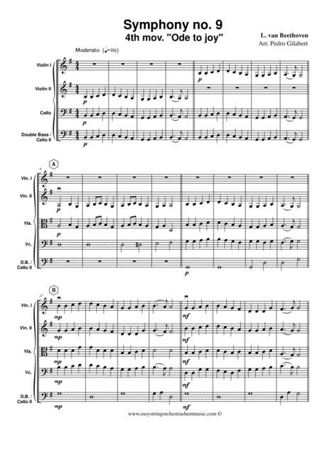 Ode To Joy Beethoven Symphony No. 9 For Easy String Orchestra By Pedro Gilabert Free Sheet Music