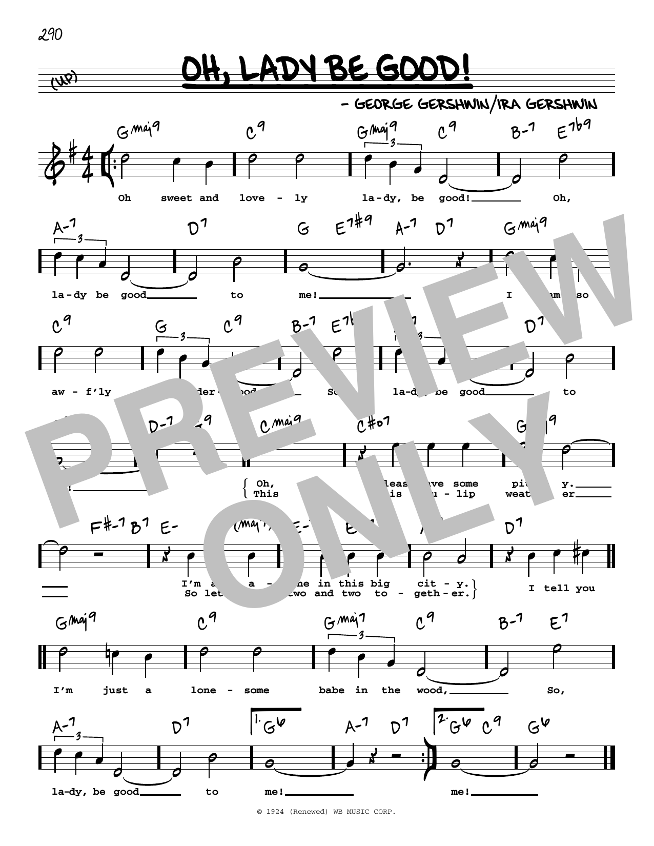 Oh, Lady Be Good By George Gershwin Free Sheet Music