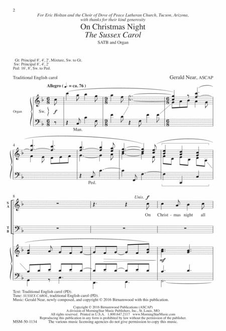 On Christmas Night (The Sussex Carol) (Downloadable) By Gerald Near Free Sheet Music