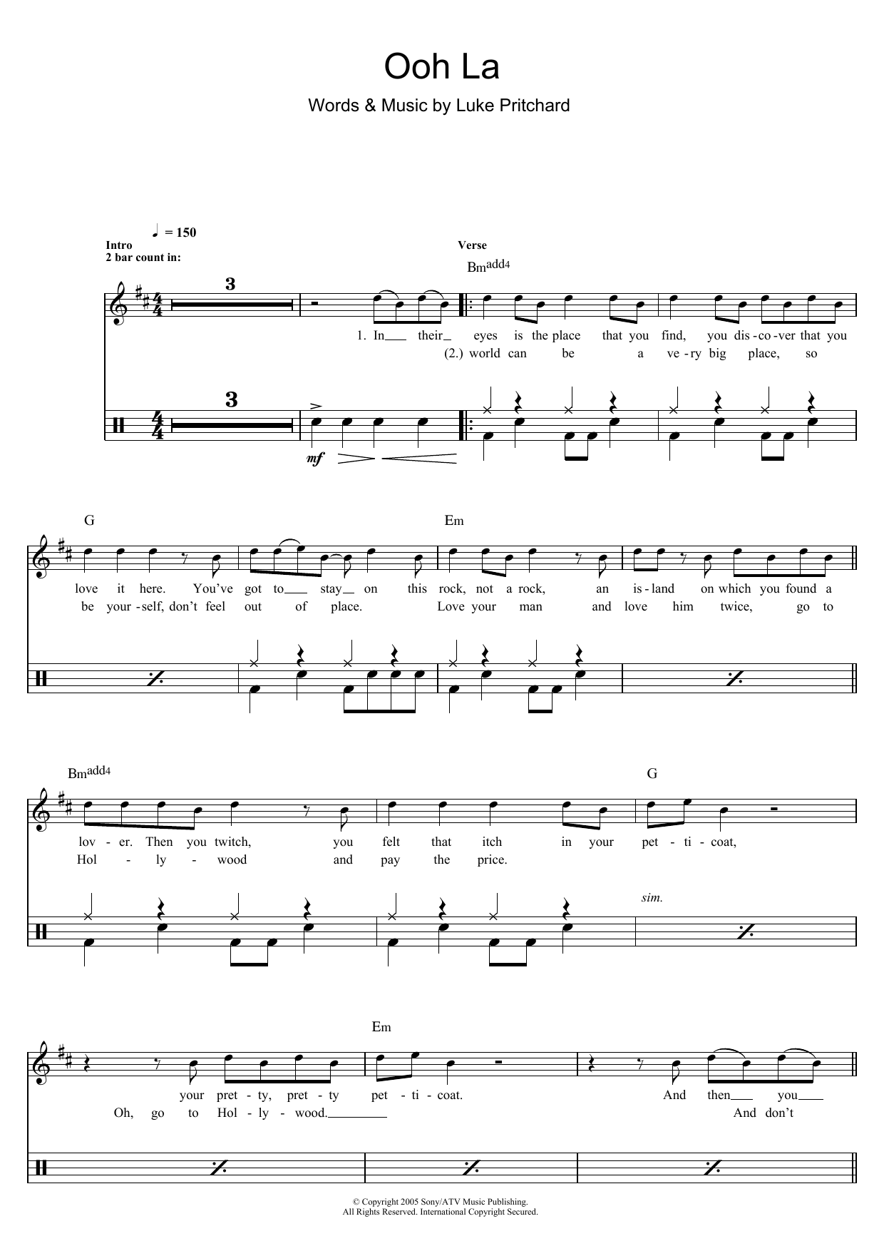 Ooh La By The Kooks Free Sheet Music