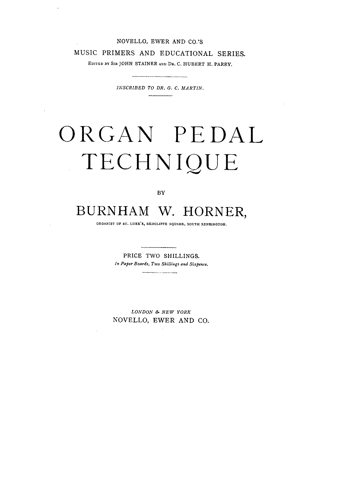 Organ Pedal Technic By Pietro A. Yon Free Sheet Music