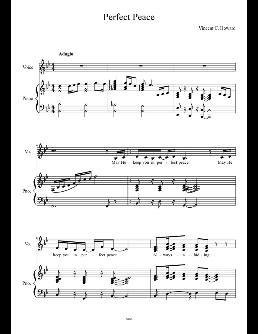 Perfect Peace By Mary McDonald Free Sheet Music