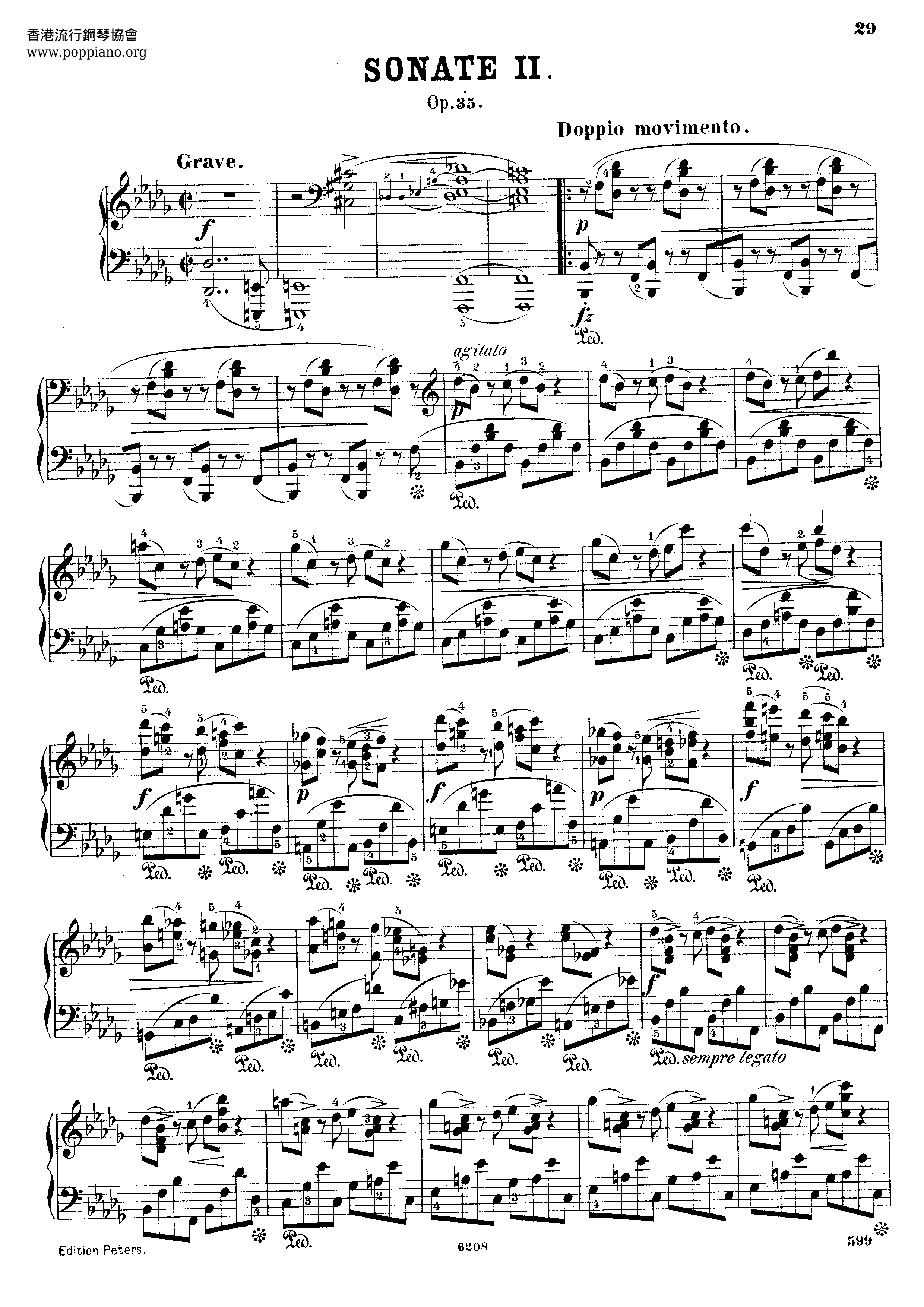 Piano Sonata B Flat Minor Op. 35 By Frederic Chopin Free Sheet Music