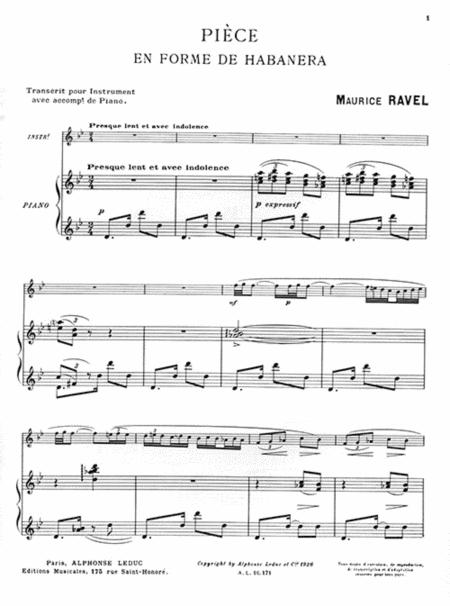 Piece En Forme De Habanera Violon Et Piano By Maurice Ravel Free Sheet Music