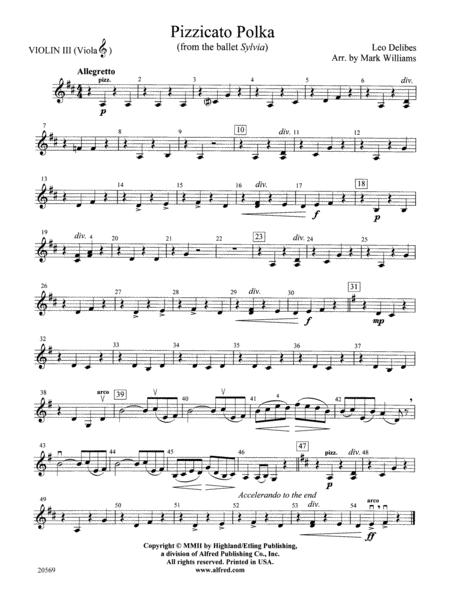 Pizzicato Polka (from The Ballet Sylvia): 3rd Violin (Viola [TC]) By LÃ©o Delibes Free Sheet Music