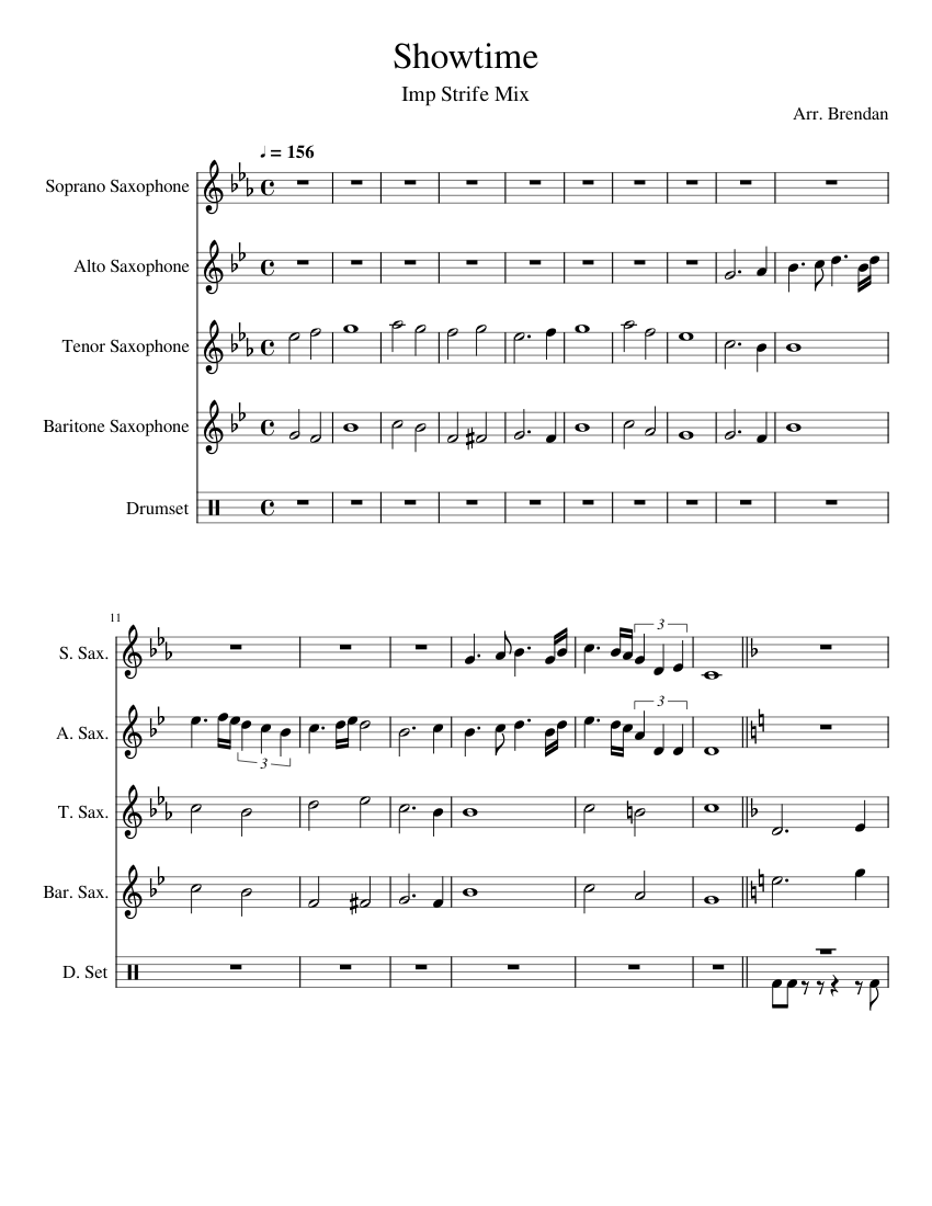 Play Showtime For Alto Saxophone By Fred Glover Free Sheet Music