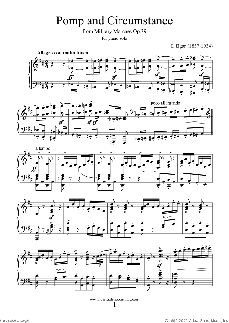 Pomp And Circumstance By Edward Elgar Free Sheet Music